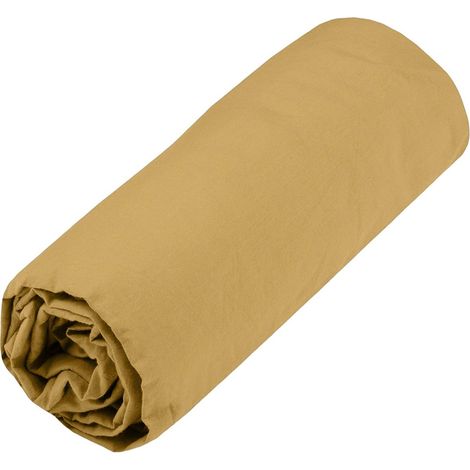 Drap Housse Cottage - Taille 180 x 200 cm - 100% Coton Lavé 60 Fils - Moutarde - Linge de Lit pour Maison - Doux et Confortable pour Nid Douillet - Matelas Épais (1/2)