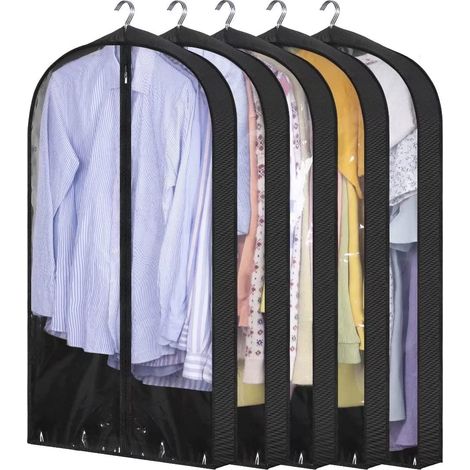 Sacs à vêtements suspendus 5PCS avec soufflets de 4 pouces - Sacs à vêtements transparents, housses pour costumes, pulls, 24" x 40" x 4". (1/5)