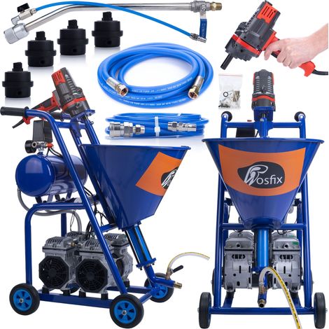 Rosfix Machine de Projection Blue Dragon BD57 – 5700W, 25L/min, 20MPa Double Compresseur, Cuve 25L avec Mélangeur Pour Enduits, Mortiers, Plâtres Machine à Crépir