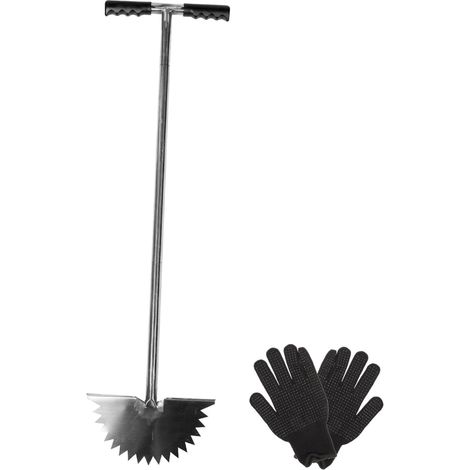 Coupe-Bordures à Poignée en T Demi-Lune pour Pelouse et Trottoir, Outil Manuel en Acier Inoxydable, Dent de Scie Tranchante, Nettoyage de Bordures et Aménagement Paysager, (1/5)