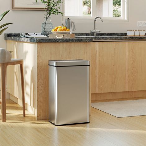 60 L Sensor-Mülleimer, automatischer Deckel, Edelstahl, vielseitig einsetzbar, Silberfarben
