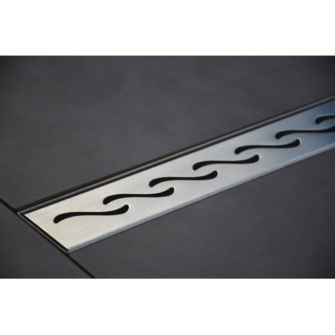 Casa Baoli – Caniveau de douche inox 100 cm modèle vagues – Débit 35/40L/min – Pente intégrée – Grille 7 cm – Pieds réglables pour installation facile