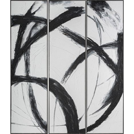 Triptyque mural abstrait noir et blanc - noir et blanc (1/5)