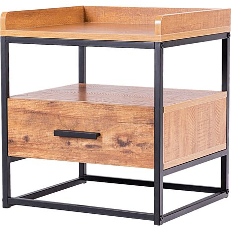 Comodino con 1 cassetto e 2 ripiani 45 x 40 x 49 cm pratico contenitore stile industriale MDF marrone 200021078