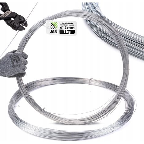 Fil de ligature souple galvanisé pour jardin, 1,2 mm, 112 m, 1 kg, pour grillage