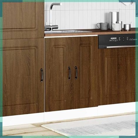853444 Meuble bas pour évier Kalmar chêne marron bois d'ingénierie (1/5)