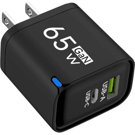 Noir Norme de prise : -65 W Chargeur rapide USB GaN USB-C Chargeur rapide USB-C 3.0 Chargeur rapide Type C Adaptateur secteur Chargeur de voyage portable Noir (1/5)