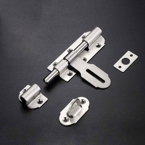 Verrou De Porte Coulissante - Acier Inoxydable - 100 X 34 Mm - Pour Portes Coulissantes Et Petits Accès - 1 Pièce (1/4)