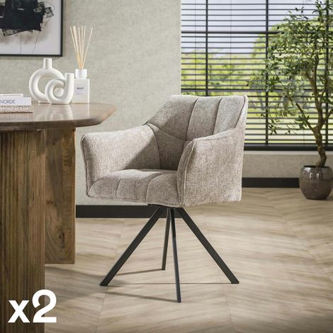 Chaise pivotante de salle à manger en velours texturé sable (lot de 2) MELBOURNE (1/4)