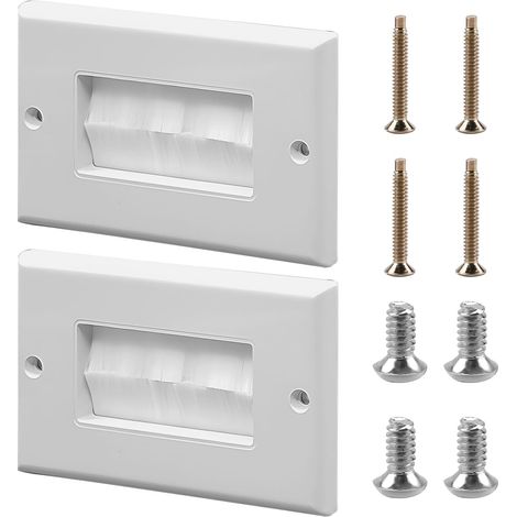 Lot de 2 passe-câbles encastrés avec pinceau pour installation encastrée – Couvercle élégant pour sorties de câbles, idéal pour les bricoleurs et les professionnels (1/5)