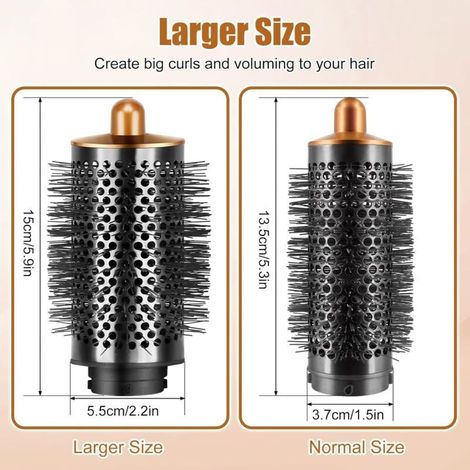 Brosse soufflante volumisante ronde pour Dyson Airwrap – Pour cheveux lisses et plats – Séchage rapide – Diamètre amélioré pour volume