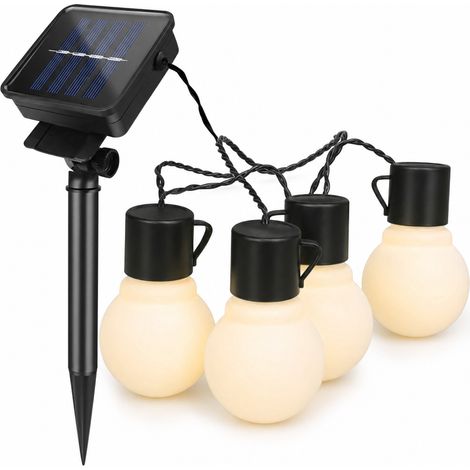 Guirlande LED Extérieure Étanche sur Secteur, 40 Ampoules Globe Blanc Chaud, Câble Noir, 10 m (1/5)