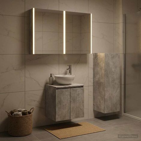 vidaXL Bathroom Furniture Set 4 pcs Concrete Grey (1/5)