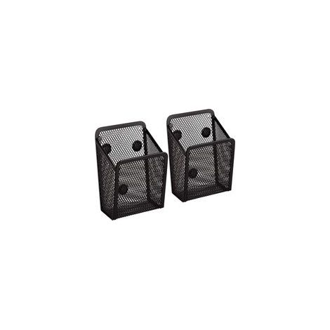 Lot de 2 porte-stylos magnétiques - Paniers de rangement en maille avec aimants puissants pour organiser le réfrigérateur, le bureau, la cuisine ou le casier (noir) (1/5)