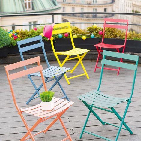 Hesperide – Chaise de jardin pliante en acier traité époxy – Design moderne pour petits espaces – Facile à ranger et à nettoyer – Couleur groseille