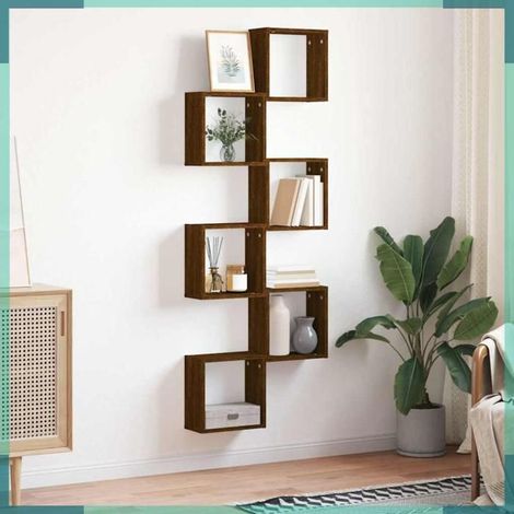 Étagère murale en forme de cube - 815887 - chêne marron - lot 6 pcs - 30 x 15 x 30 cm (1/5)