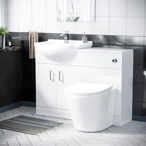 Dyon 550mm White Vanity Sink Unit, Cloakroom Basin & BTW Toilet WC (1/5)