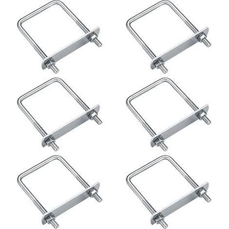 6 Pièces Boulons en U, M6 U-Bolts, Boulons de U en Acier Inoxydable avec Écrou Plaques Rondelle, Boulons de Serrage Fixation pour Fixation Tuyaus (Angle droit 80x50mm) (1/4)