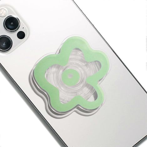Zusammenklappbarer, ausziehbarer und multifunktionaler Handygriff aus Acryl mit Blumenmuster & KicktandGreen