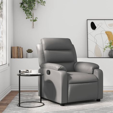 Sillón reclinable de cuero sintético gris vidaXL (1/5)