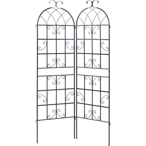 Set di 2 tralicci da giardino acciaio 180 x 102 cm nero 030011130