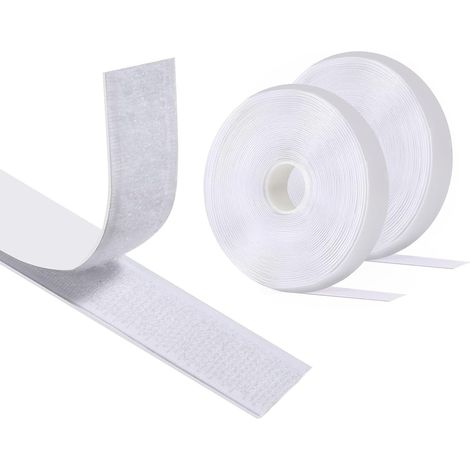 Scratch Autocollant Double Face 8 M X 20 MM, Hook Loop Rubans Ruban AdhéSif Puissant à Crochets Et Boucles pour La Couture (Blanc) (Lot de 5) (1/5)
