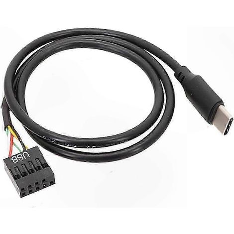 USB 9 broches vers Type-C, câble adaptateur pour carte mère et écran LCD, connexion fiable, convertisseur 9 pin vers USB-C, cordon de liaison interne, 30cm, noir (1/5)