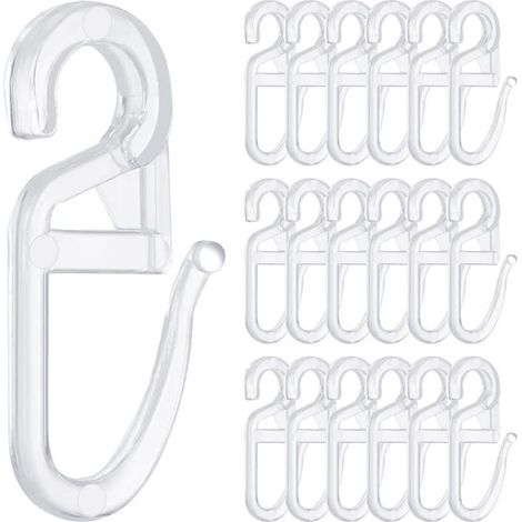 150 crochets à œillets pour rideaux, diamètre 6 mm, crochets en plastique transparents pour tringles et rails de rideaux Crezuo (1/4)