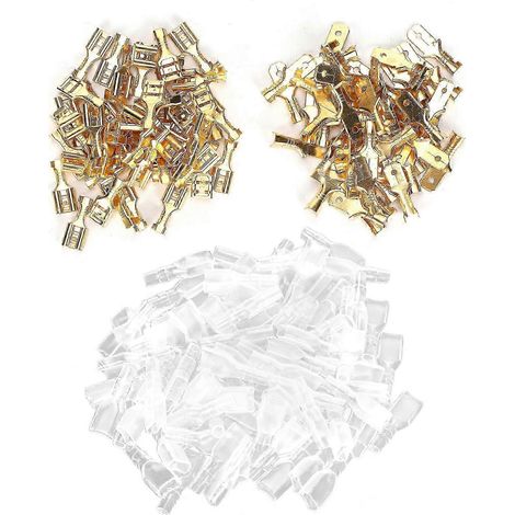 Set mit 50 Paaren vergoldeter Messing-Crimpverbinder (6,3 mm) mit Isolierung für Kabel und Drähte (1/5)