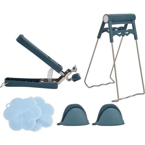 Pince anti-brûlure pour assiettes en acier inoxydable, silicone et PP - Préhension sécurisée des plats chauds, bols et assiettes (1/5)