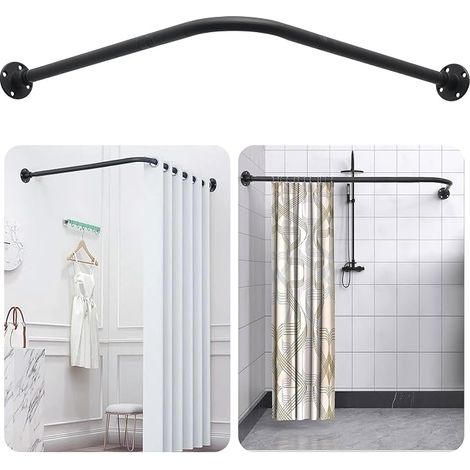 Tringle à Rideau de Douche, Angle Barre De Douche Inox, 60-138 cm Réglable Barre Rideau Douche pour Salle de Bain Baignoire,Magasin de Vêtements, Espace Privé (1/3)