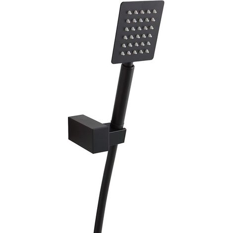 Quadratische Handbrause Mit  Wandhalter, Mattschwarz