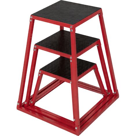 Heavy-Duty Steel Plyometric Jump Box Set - Anti-Slip Step-Up Platform for HIIT, Cross Training, Strength & nimbleness - Red - 12/18/24 Inch (1/5)