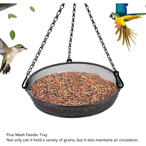 Black Round Hanging Bird Feeder  Outdoor Garden Yard Wild Bird Feeding Station