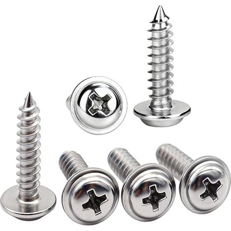Vis à Bois en Acier Inoxydable M4x20mm, Vis Autotaraudeuses à Tête Ronde Cruciformes avec Rondelles Filetage Complet pour Bois Meubles,Métal (1/5)