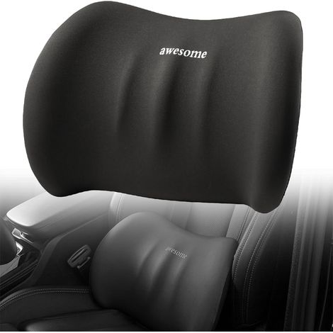 Car Lumbar Cushion, Lumbar Support Cushion, Memory Foam Car Back Cushion, for Office Chair Car Chair (Black) (1/5)