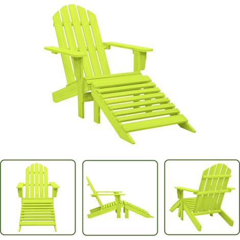 Chaise de jardin Adirondack avec pouf Bois de sapin solide Vert (1/5)