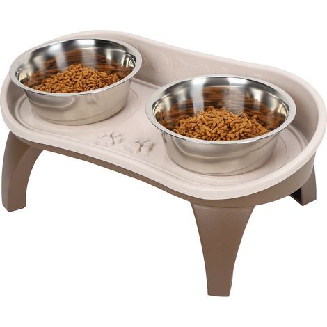 Double stainless steel dog/cat feeding tray - non-slip, easy to clean, pet project (1/5)