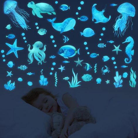 Stickers muraux pour chambre d'enfant, stickers phosphorescents sur le thème de l'océan, adaptés aux chambres d'enfants. (1/5)