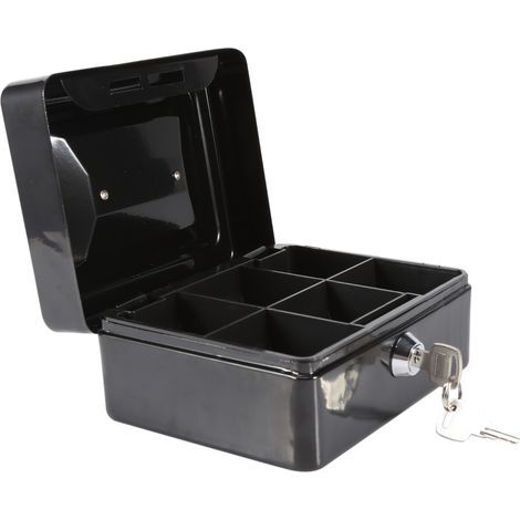 Mini Coffre de Sécurité Coffre-fort Boîte de Rangement pour Médicaments Boîte à Billets en Acier Inox avec des Clés 15 x 12 x 7,5 CM (Couleur : Noir) (1/5)