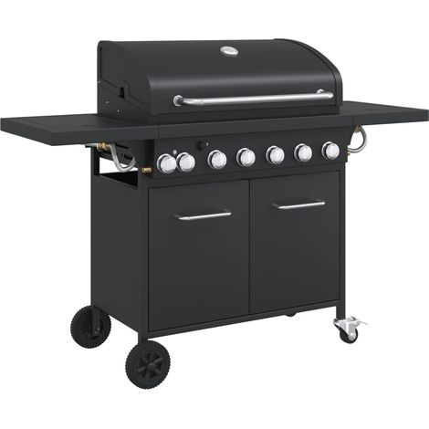 Gas BBQ Grill with 7 Burners Black Powder-coated Steel vidaXL