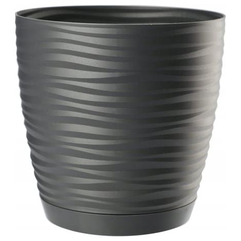 Pot de fleurs avec soucoupe anthracite 19x17,3cm plastique