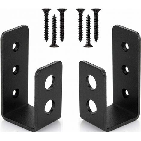 Paquete de 2 soportes de puerta de acero resistentes para puerta de 2x4, barra de seguridad en forma de U, estante de pared (1/5)