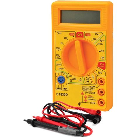 DT830D Digitalmultimeter, Mini-Multimeter (gelb), Elektrikermultimeter, AC/DC Ein/Aus