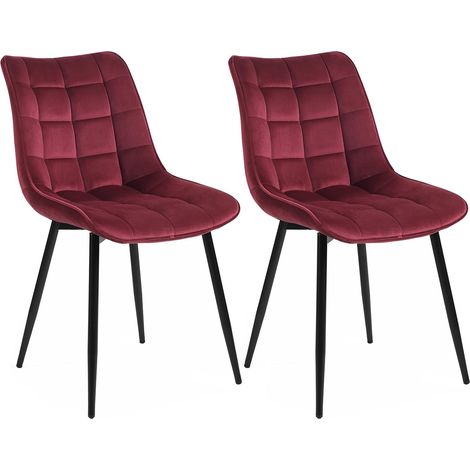 Woltu – Lot de 2 chaises de salle à manger – Siège en velours bordeaux – Pieds en métal – Hauteur 85.5 cm – Confort ergonomique (1/5)