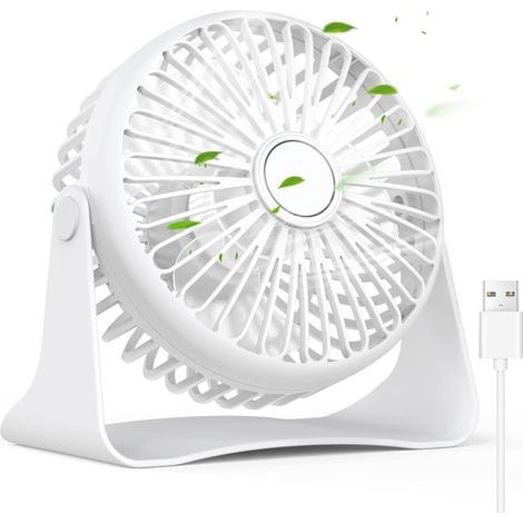 USB desk fan, portable table fan with 360° rotating head, mini desk fan with 3 speeds, powerful airflow and quiet operation, for a refreshing breeze (1/5)