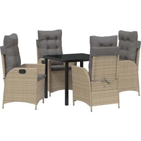 Maison Exclusive - Garten Essgruppe 5 Stk. Beige Poly-Rattan (1/5)