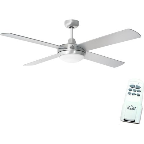 Ventilatore da Soffitto 4 Pale in Legno Ø132 cm Luce e Telecomando 60W (1/5)