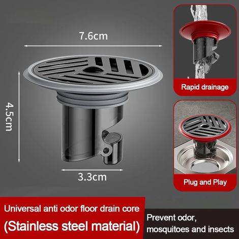 -2Creative Self-Closing Anti-odor Floor Drain Core Durable Insectproof Bathroom Kitchen Shower Floor Strainer Cover (1/4)