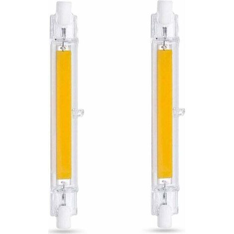 Ampoule LED R7S 118 mm 10 W Blanc froid 6000 K 1000 lm R7S J118 équivalent halogène 80 W 100 W Dimmable R7S 118 mm Slim COB Ampoule LED pour applique/lampe de sol Lot de 2 (1/5)
